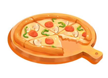 A pizza on a board