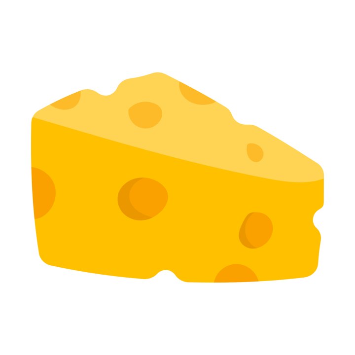A wedge of yellow cheese with holes