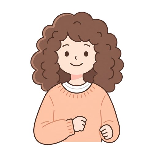 A girl with big curly hair