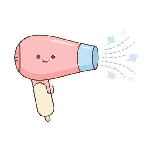 A pink hair dryer blowing air
