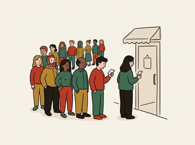 A queue outside a restaurant