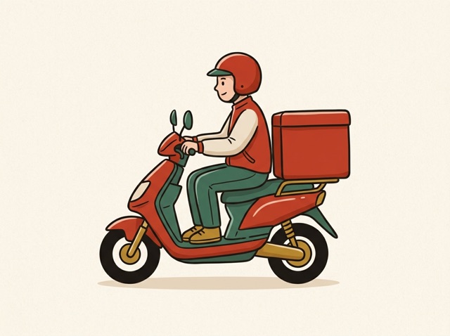 A rider with an insulated box