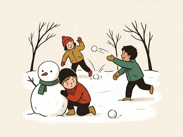Snowballs flying