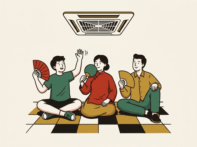 Sitting under the mall vent