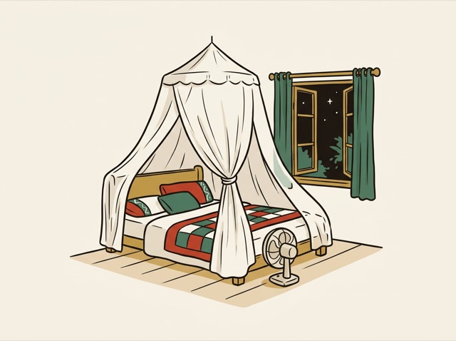 A net over the bed