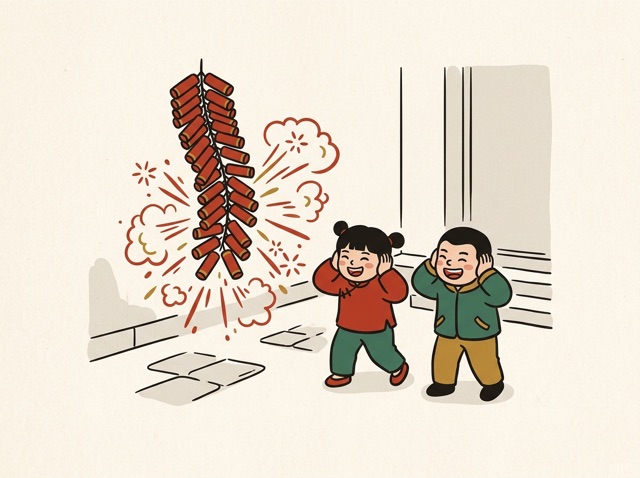 Firecrackers in the courtyard