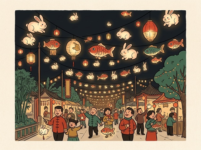 Lanterns over the crowd