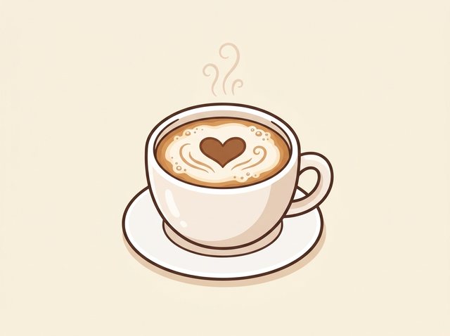 A hot latte with a heart in the foam