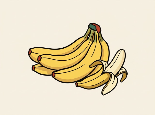 A bunch of ripe yellow bananas, one peeled