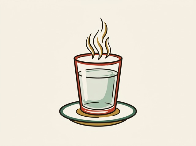 A steaming glass of plain hot water