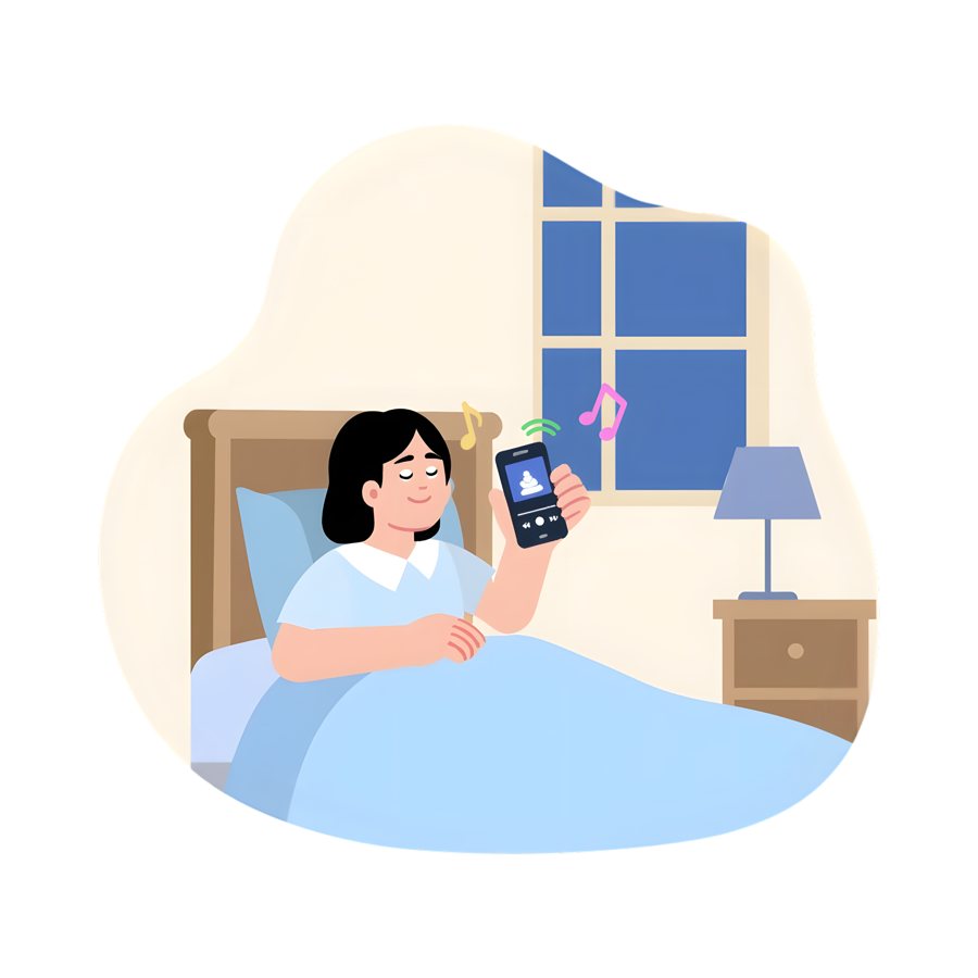 A girl lies in bed at night still looking at her phone