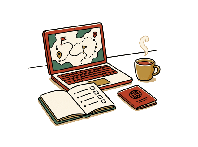 A travel plan on a laptop