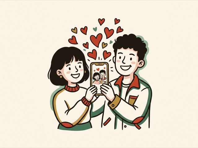 A couple announcing with a photo
