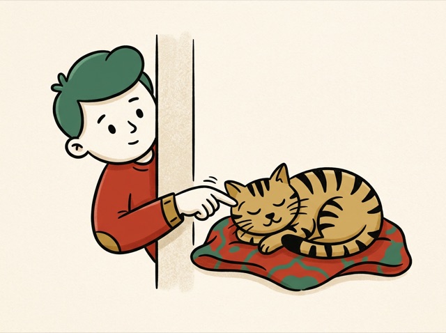 Poking a sleeping cat to see if it reacts